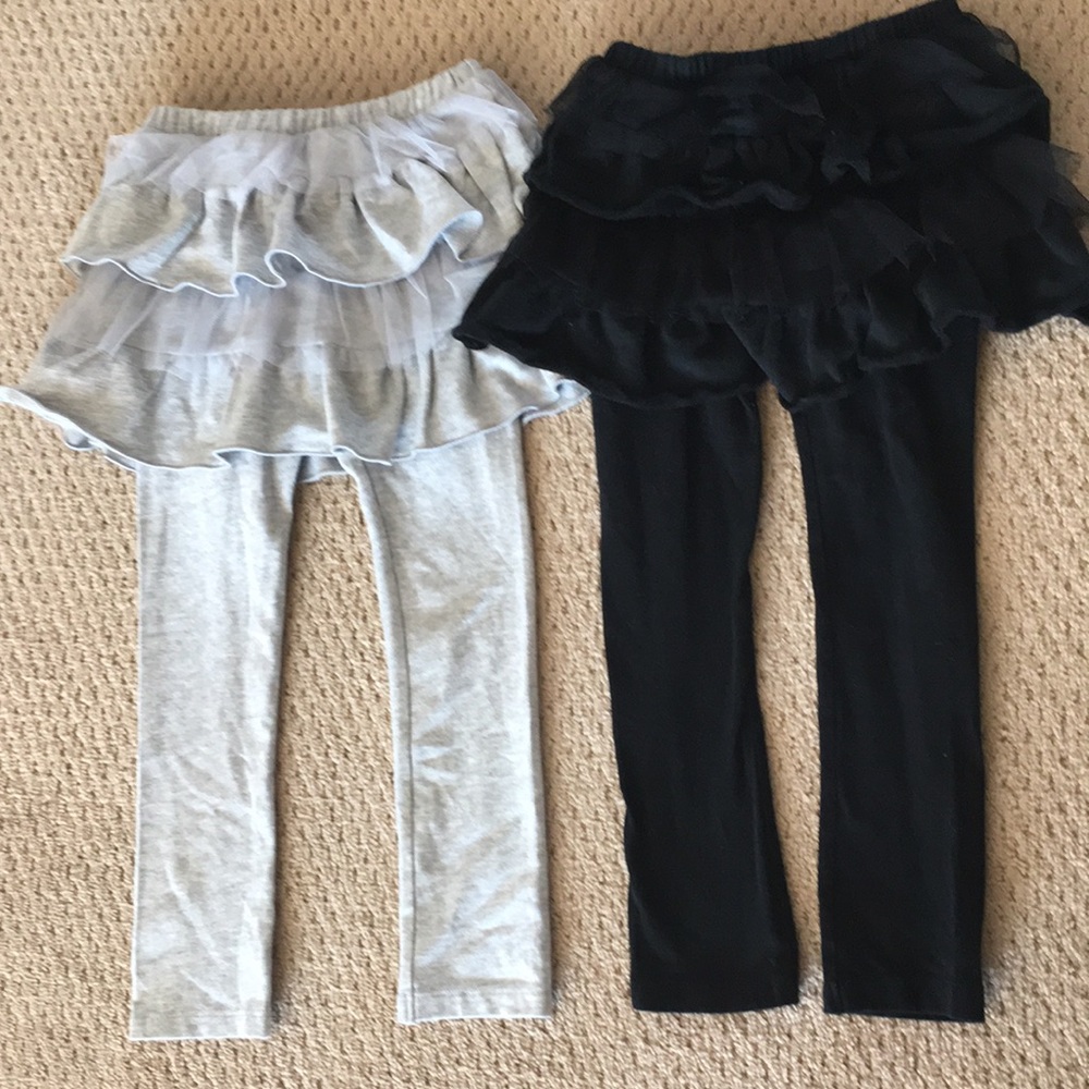 Black and Gray leggings with attached skirt